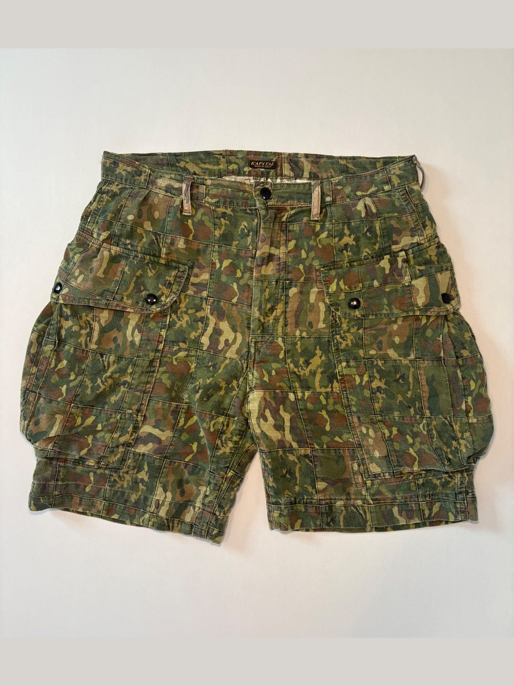 Kapital Camo Patchwork Cargo Shorts