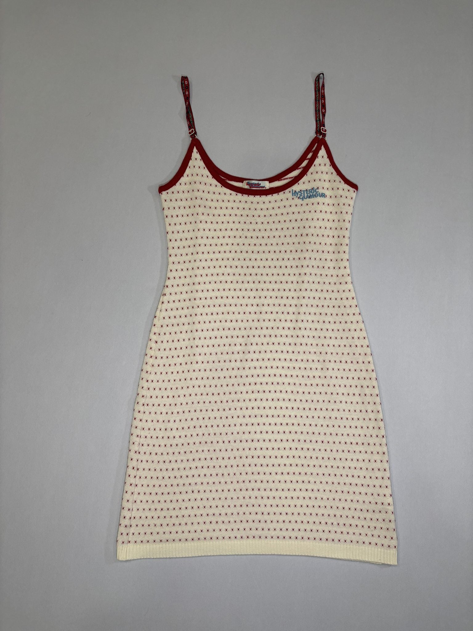 Hysteric Glamour White & Red Heart Print Knit Dress