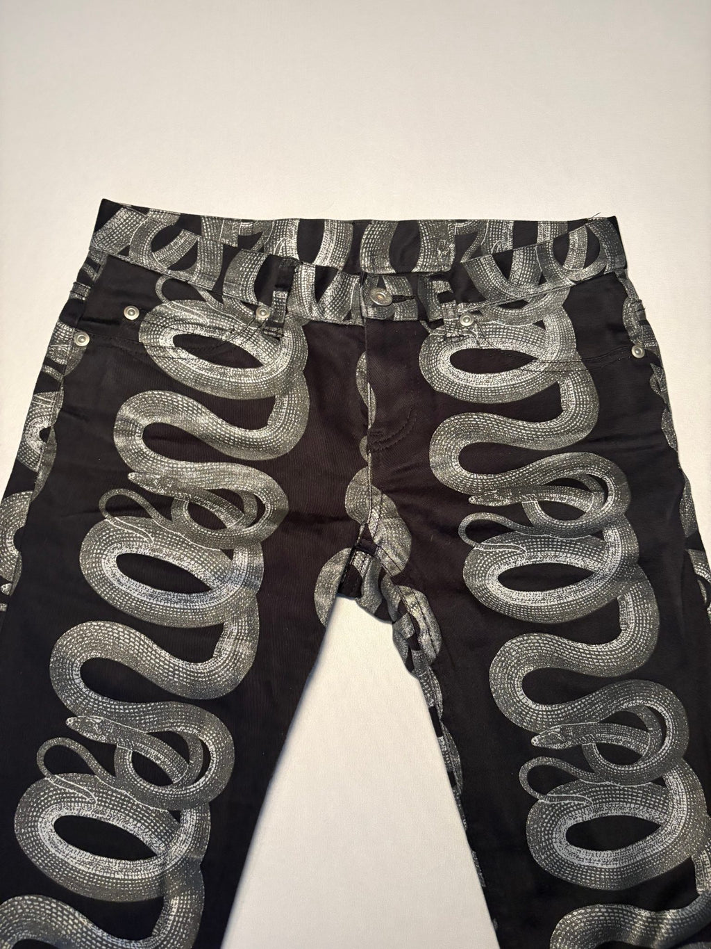 Black Snake Print Jeans
