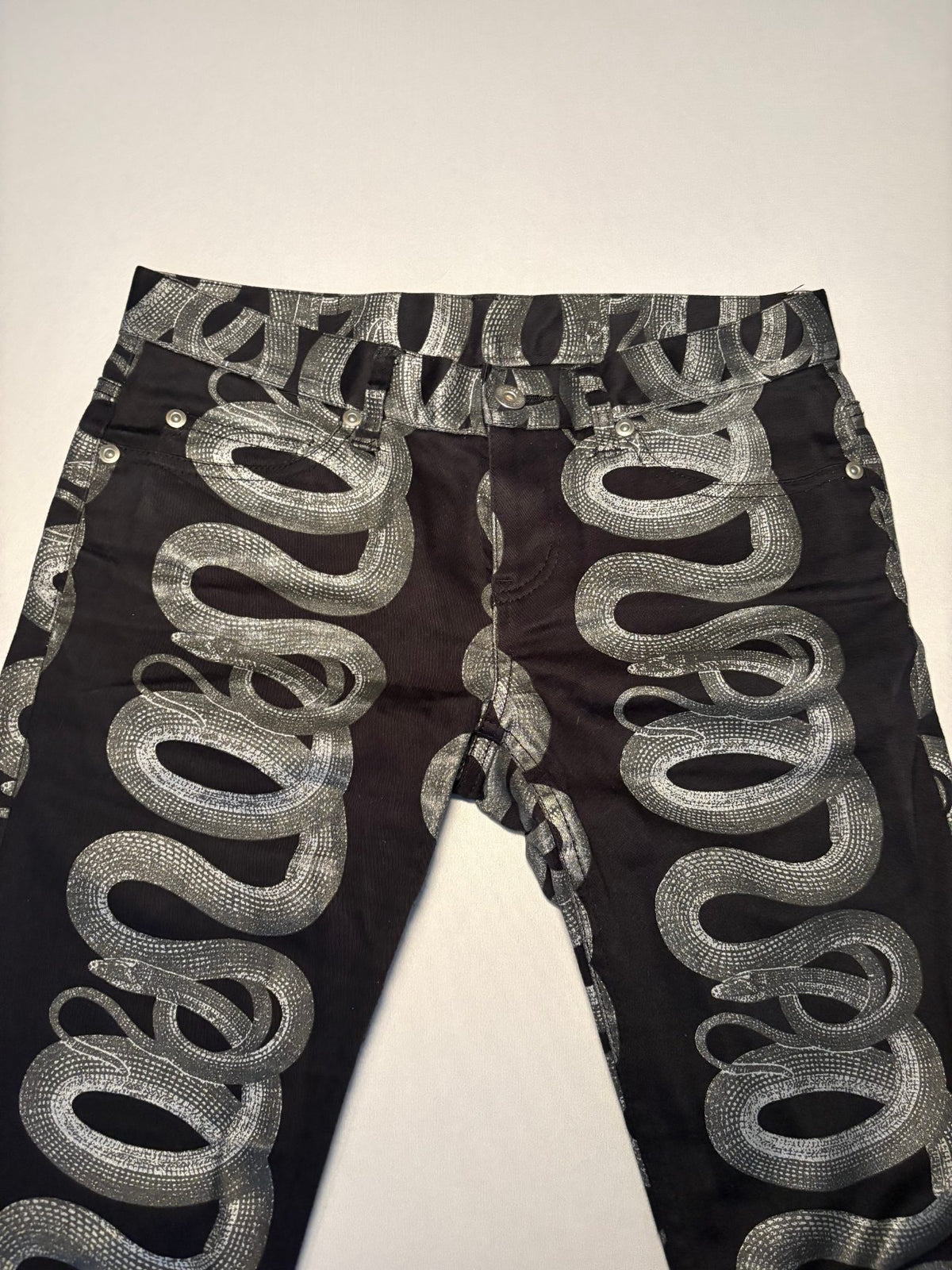 Black Snake Print Jeans