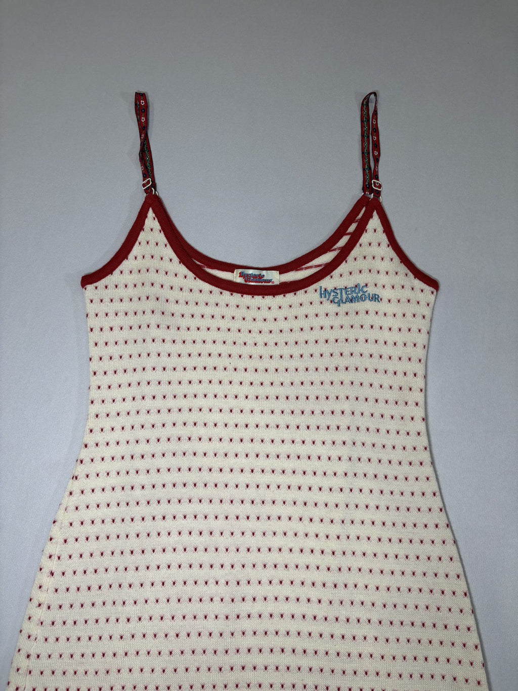 White & Red Heart Print Knit Dress