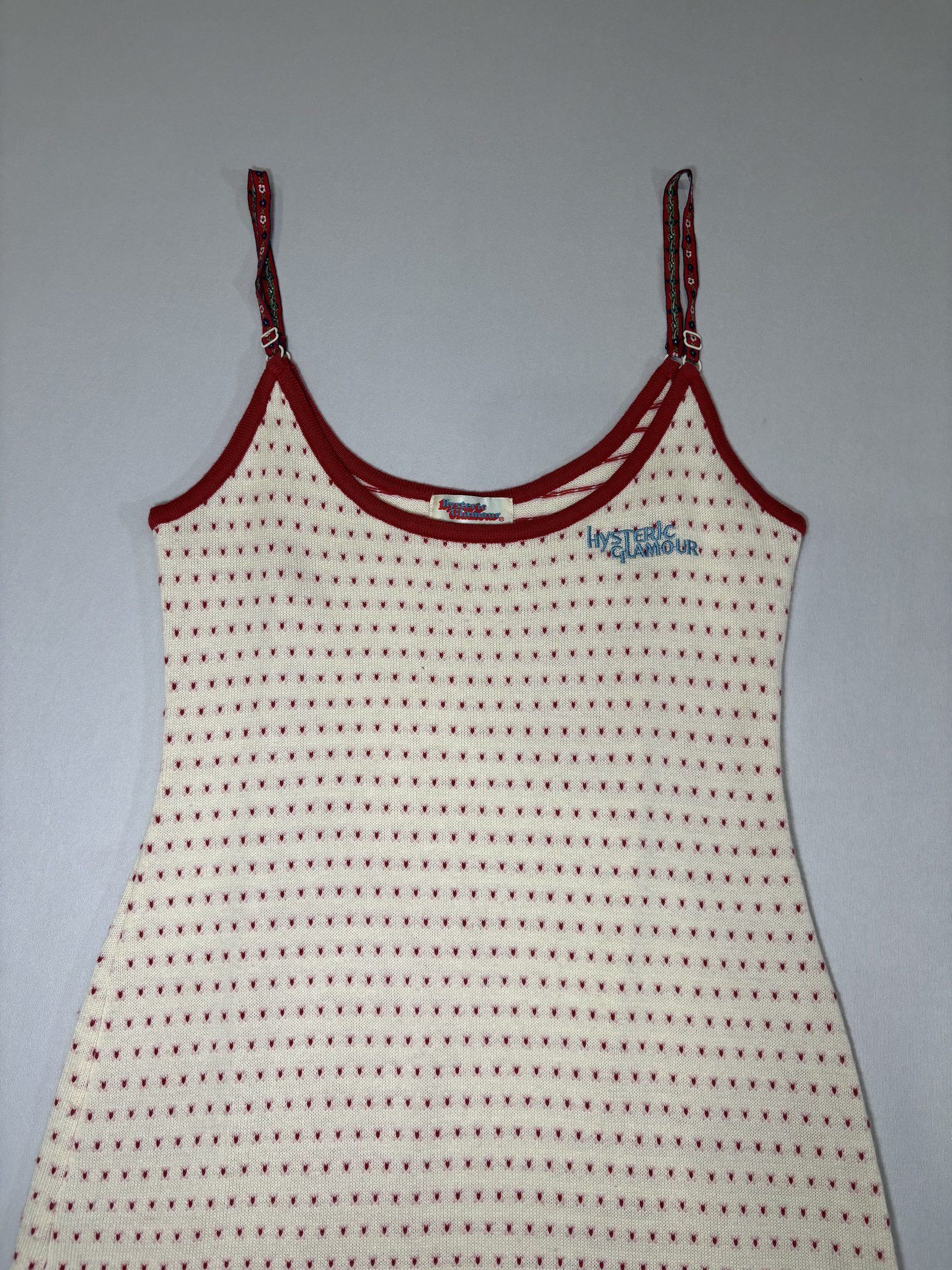 White & Red Heart Print Knit Dress