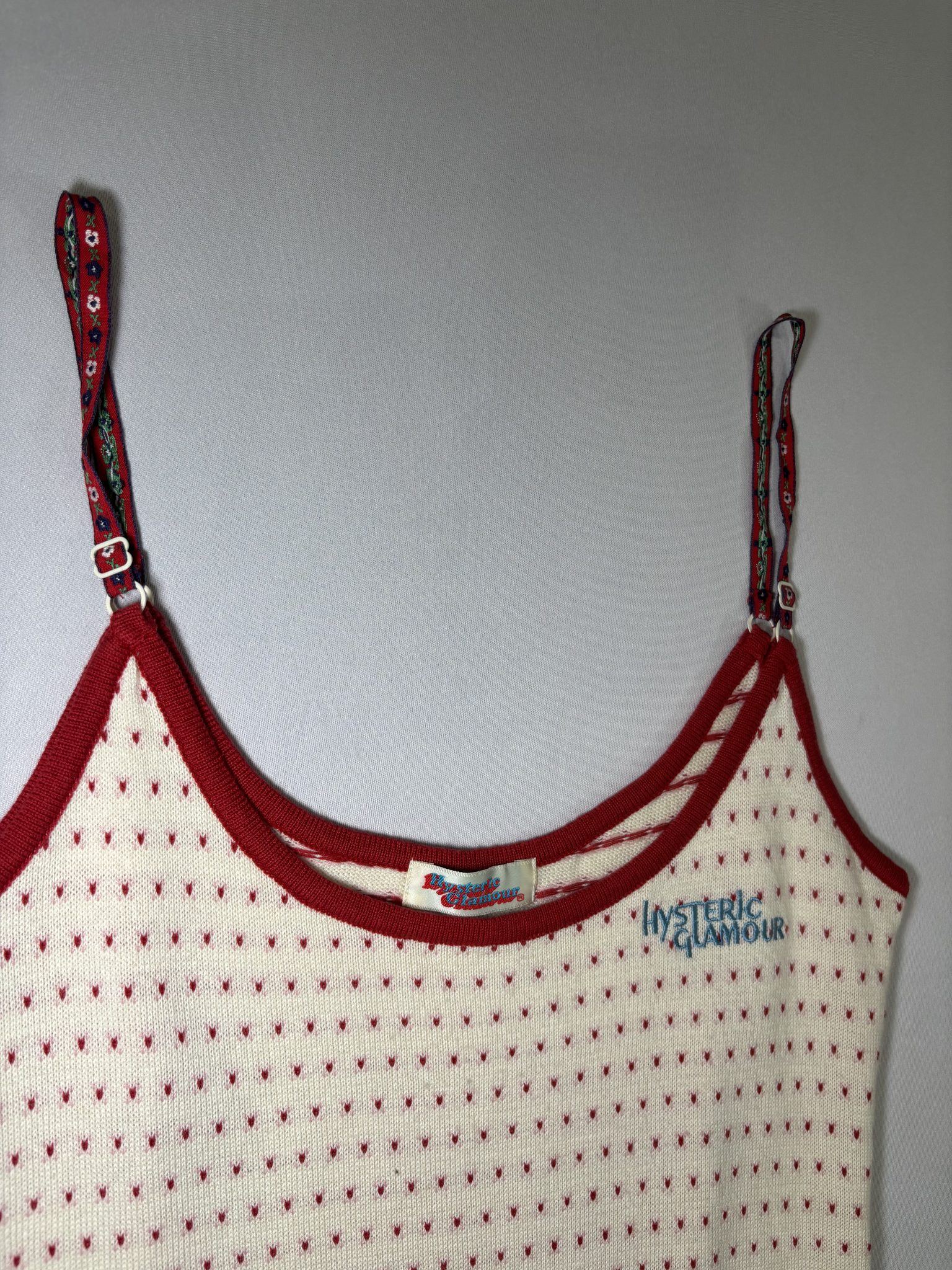 White & Red Heart Print Knit Dress